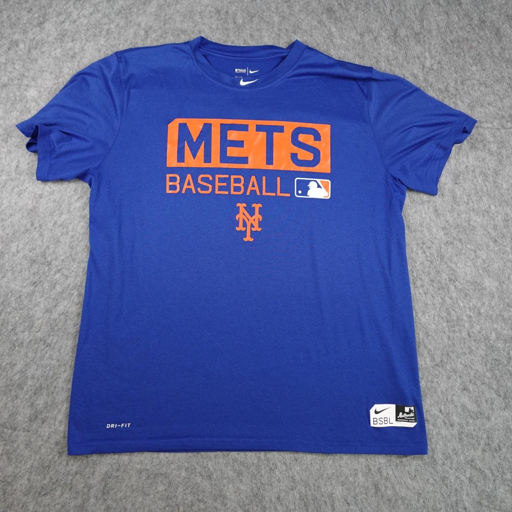 Nike Shirt Men Extra Large Blue New York Mets MLB Baseball Dri Fit Athletic Cut